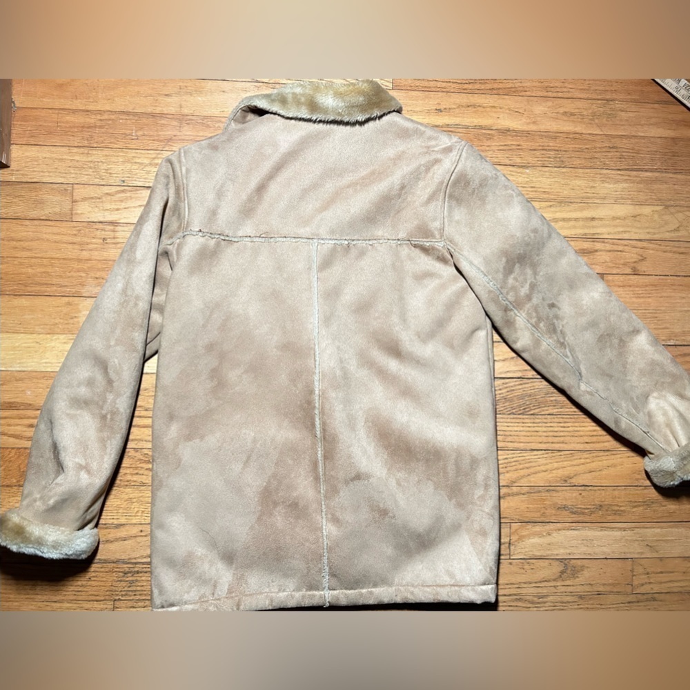 Faux Suede Shearling Lined Tan Jacket Medium/Small - Picture 7 of 7